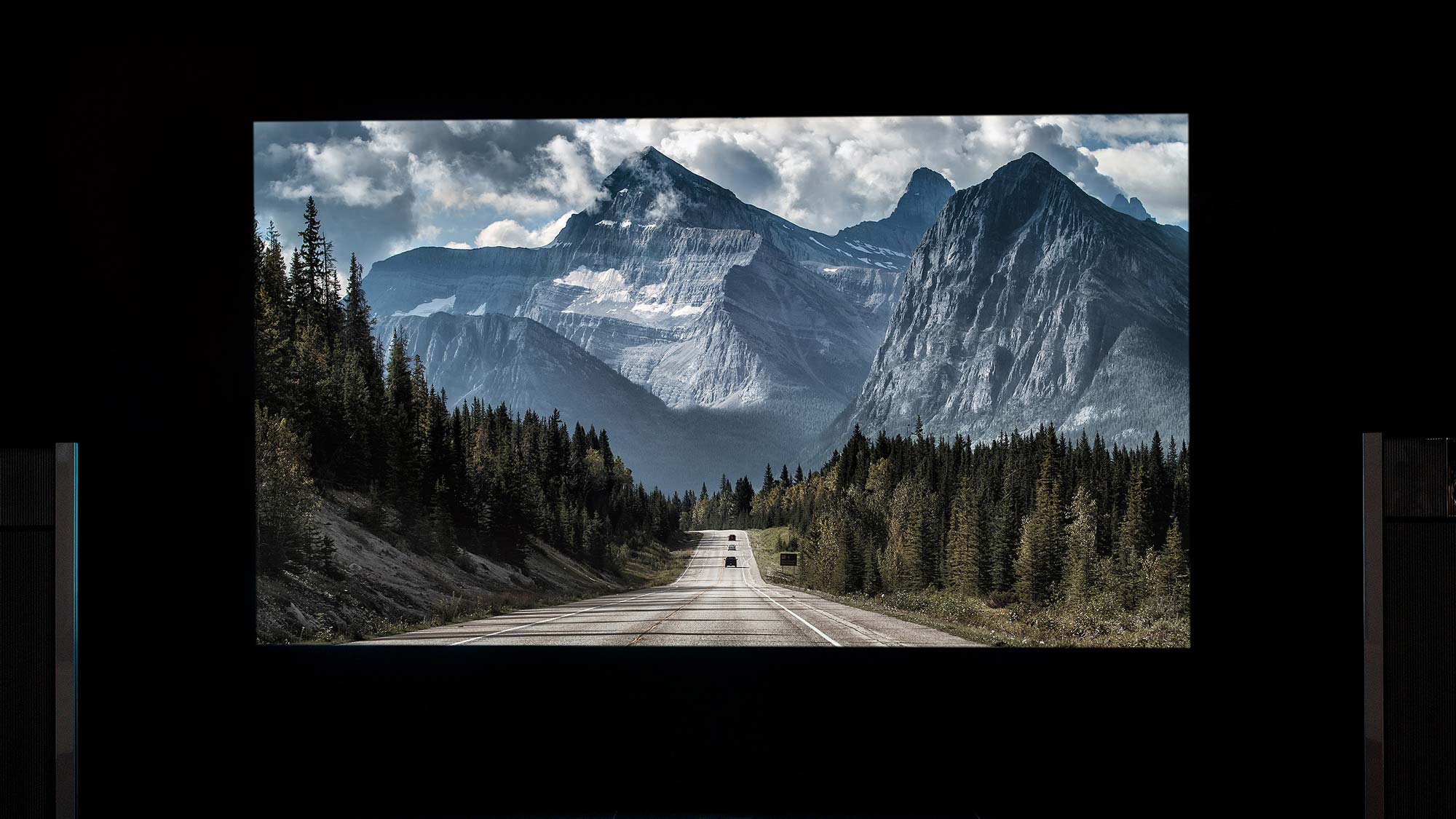 Samsung TV in a dark room