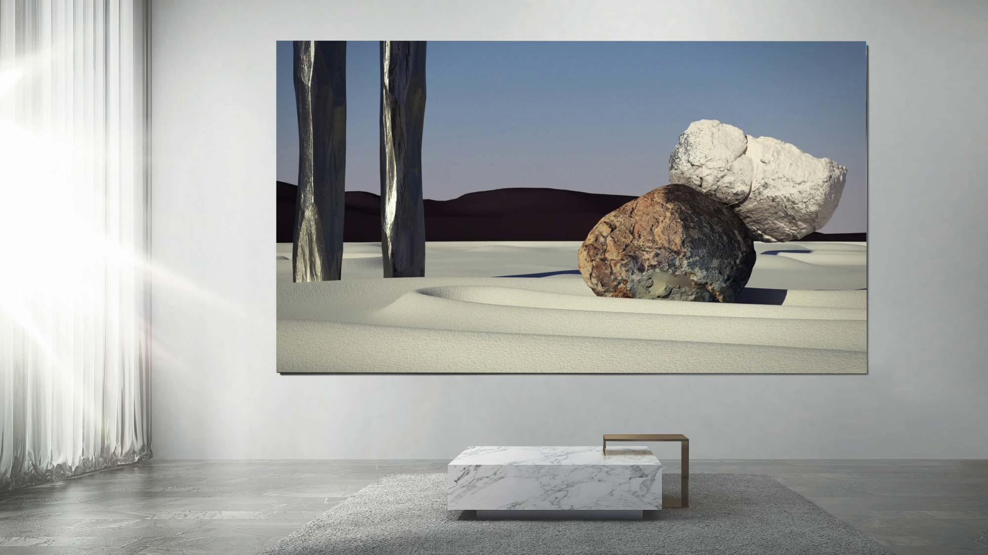 Samsung TV in a white wall