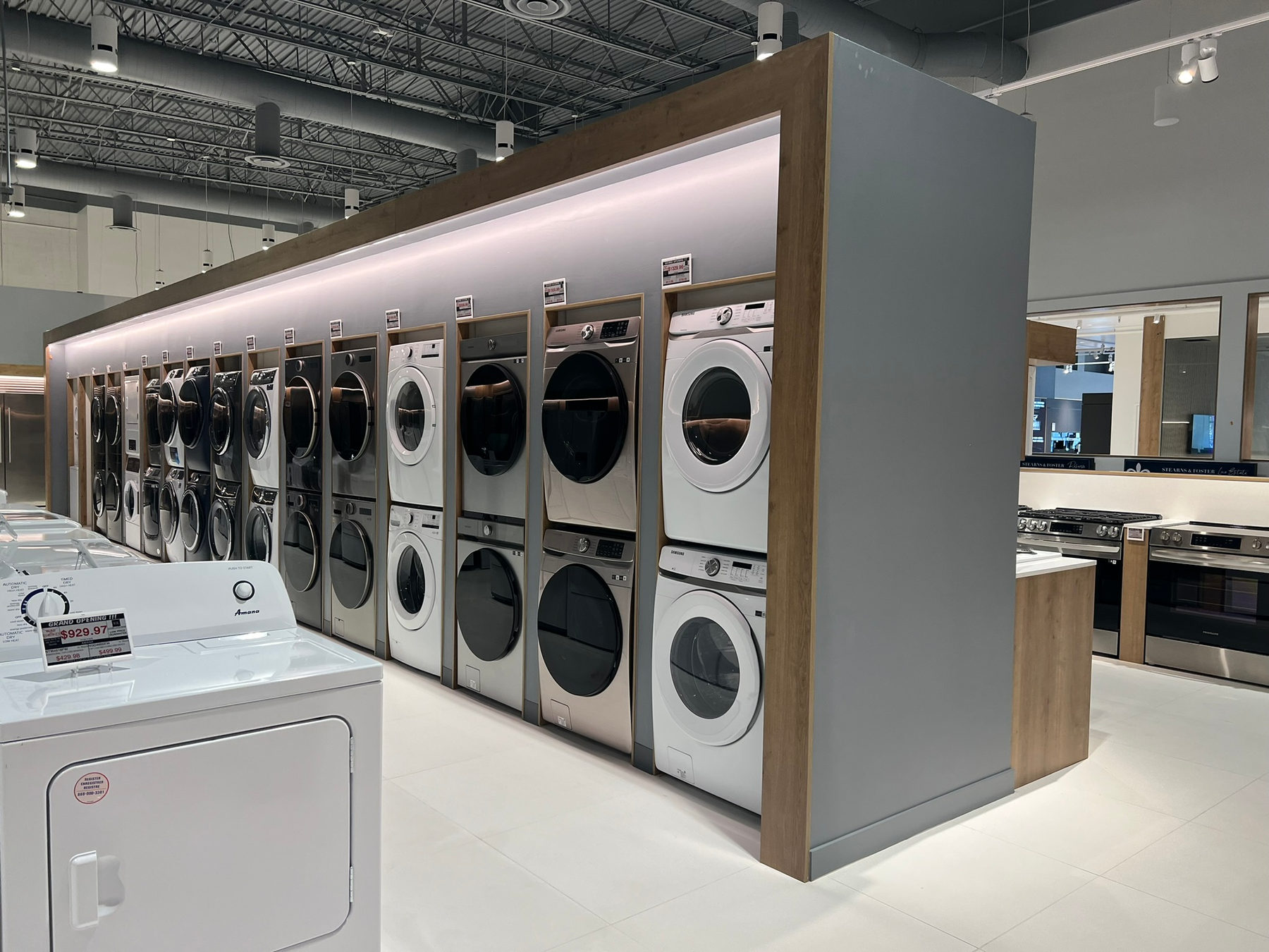 LED linear lighting over the laundry display at WDC La Quinta
