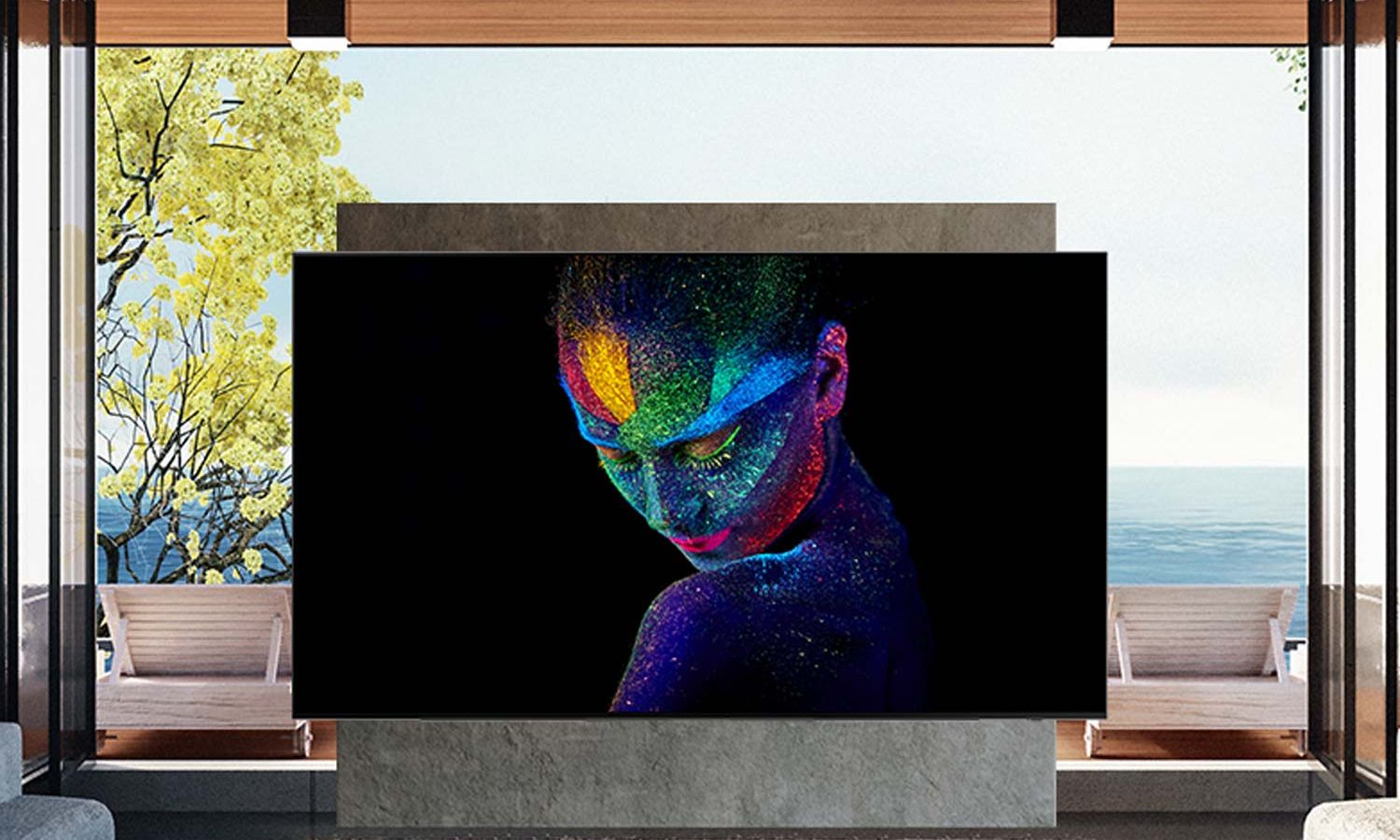 Samsung TV in an open balcony